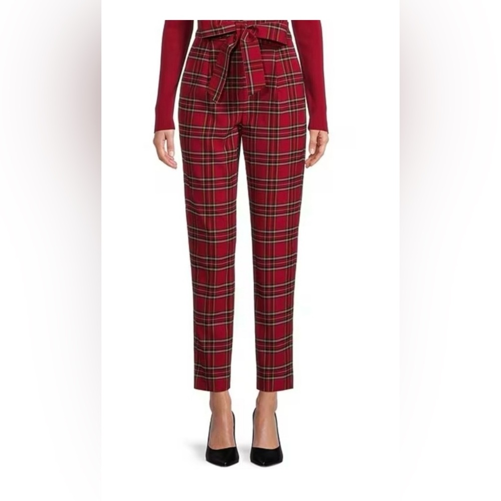 ANTONIO MELANI Red Plaid Ankle Pants